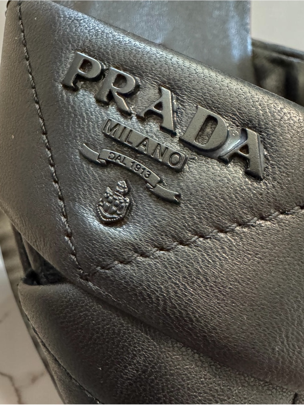 Prada Black Quilted Leather Strap Sandals - Picture 5 of 14